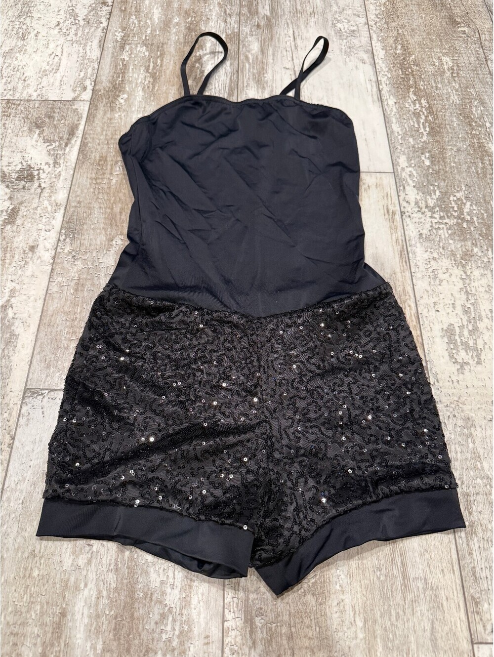 Black Sequin Romper Cami Party Club Mini Shorts Y2K